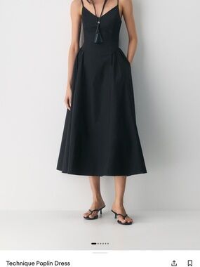 Aritzia Black Technique Poplin Midi Dress